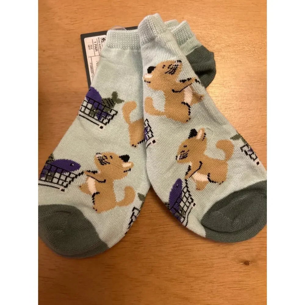 New Womens 2 Pairs Hello Socks! Porcupine Cat Print low cut socks shoe size 4-10